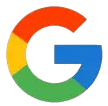 Google "G" logo in red, yellow, green, and blue, with a digital glitch effect in the lower right corner.